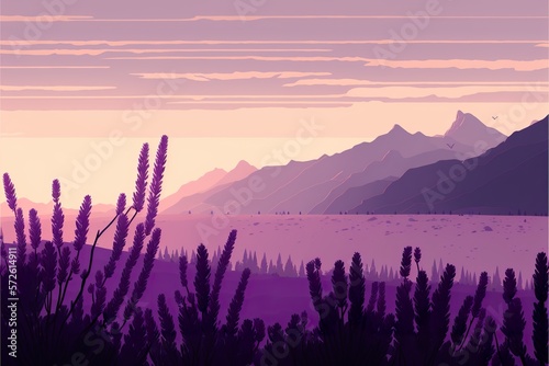 Lavender fields beautiful landscape created with Generative AI 