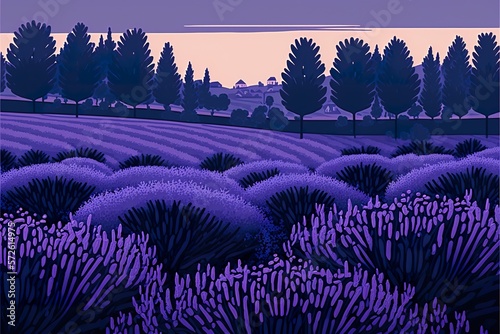 Lavender fields beautiful landscape created with Generative AI 