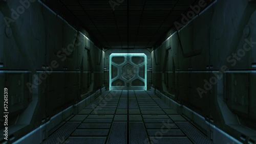 Space corridor with opening doors