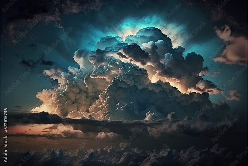 Fototapeta premium Beautiful sky with clouds flat illustration created with Generative AI