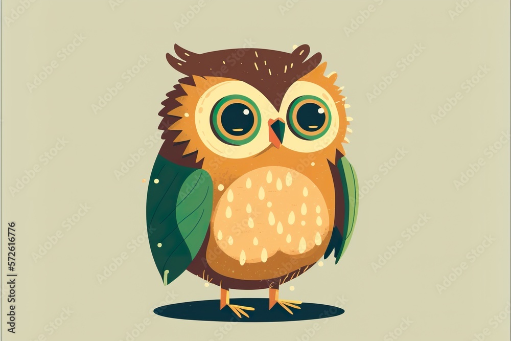 Owl flat illustration created with Generative AI Owl flat illustration created with Generative AI