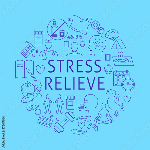 Wellness and stress relieve round banner