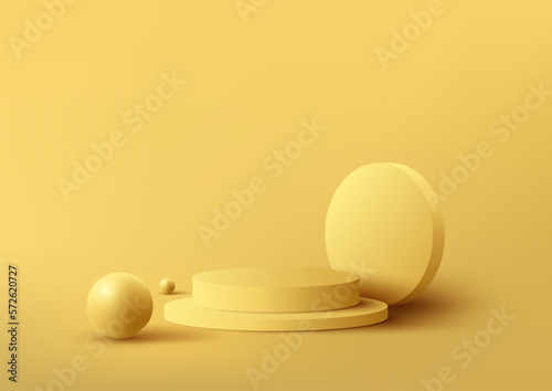 3D realistic yellow podium pedestal stand