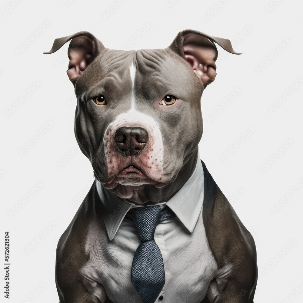 pitbull wearing a suit