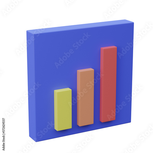 3D  render  transparent background. growth bar chart 3d illustration business, bank, finance, investment, money
