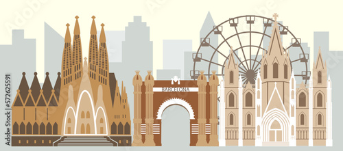 Set of Barcelona landmarks