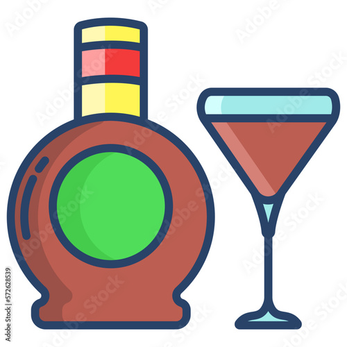 liqueur Glass and Bottle icon