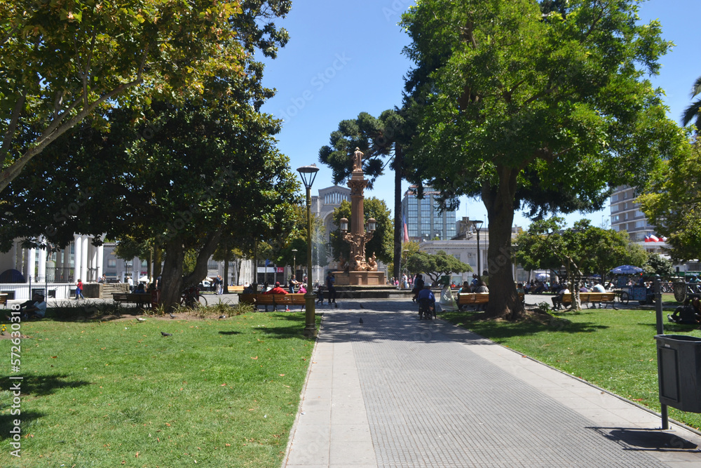 the beautiful plaza de armas in the city of concepción in chile on a summer day