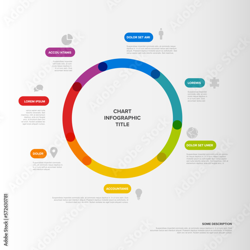 Seven blocks pie chart multipurpose infographic template