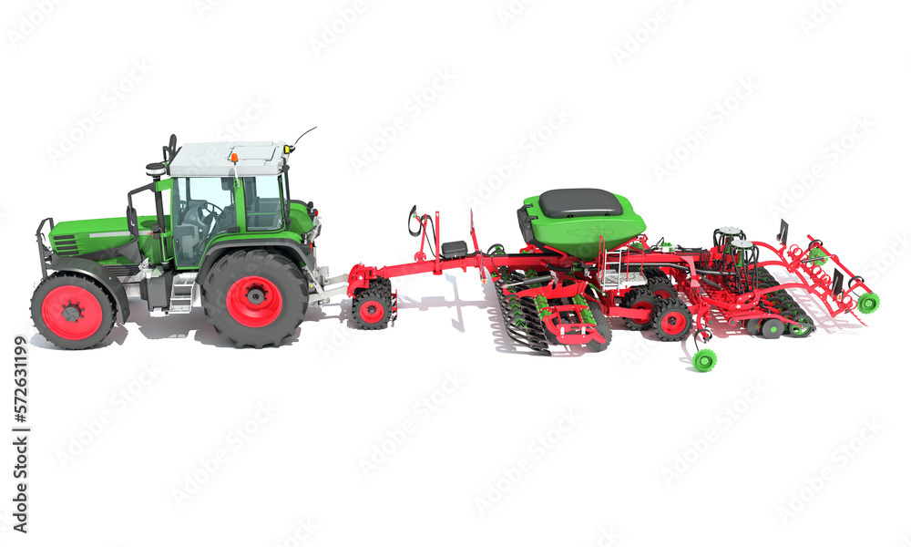 Fototapeta premium Farm Tractor 3D rendering on white background