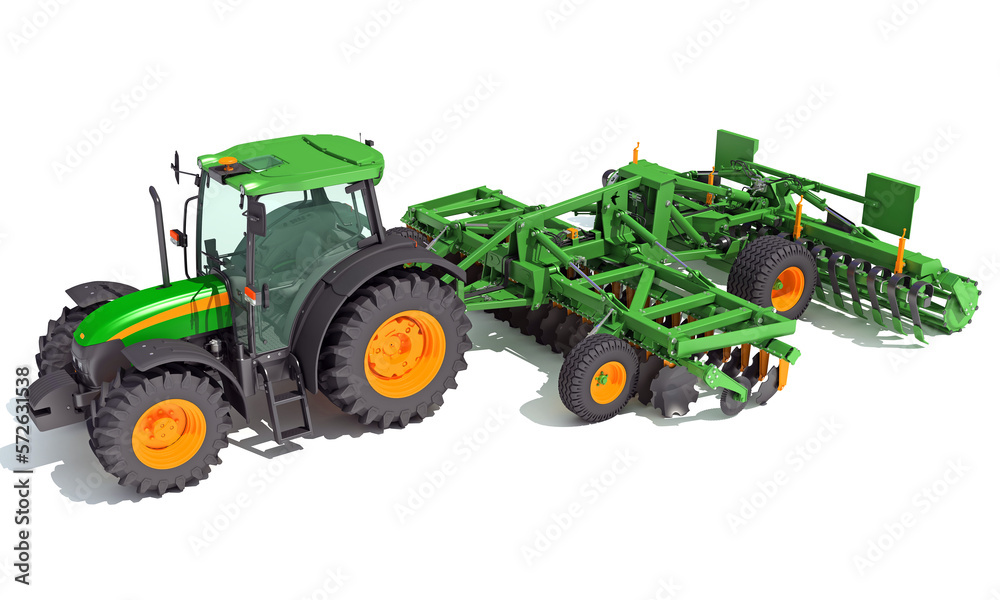 Obraz premium Farm Tractor 3D rendering on white background