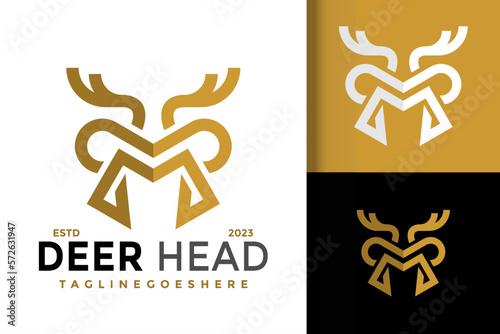 Letter M Deer Head Logo Logos Design Element Stock Vector Illustration Template