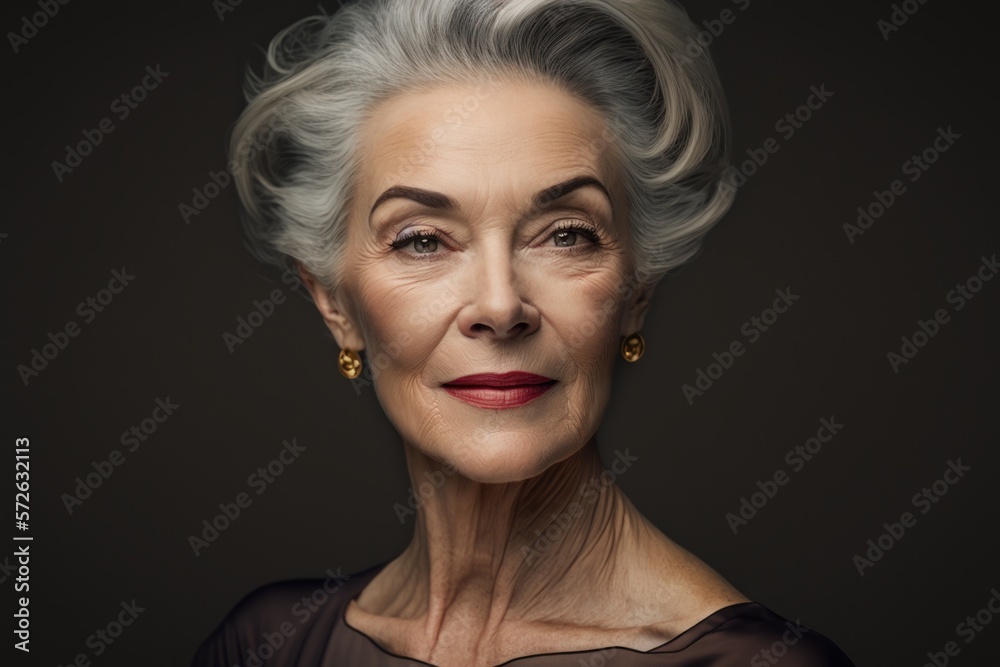 Fotografía de estudio de mujer madura con el pelo blanco muy elegante, empresaria, mujer de éxito, creado con IA generativa Fotografía de estudio de mujer madura con el pelo blanco muy elegante, empresaria, mujer de éxito, creado con IA generativa
