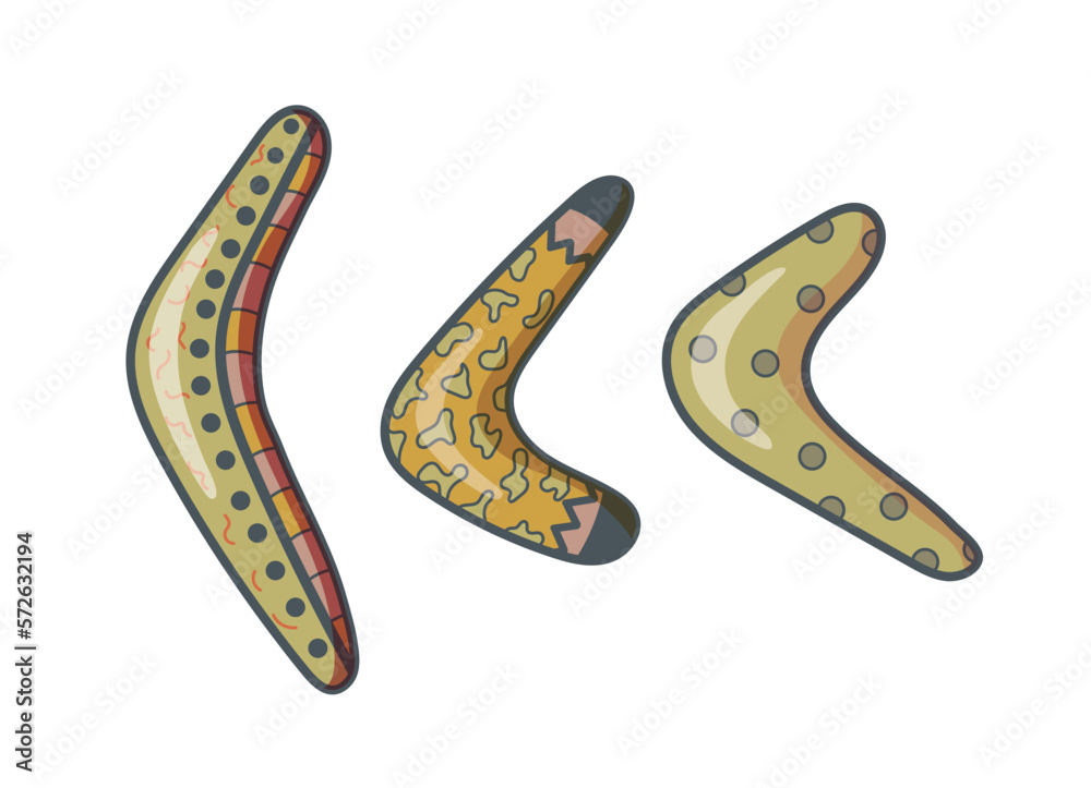 boomerang Australian. Karma concept. wiht color pattern. Cartoon graphic style. Vector illustration. boomerang Australian. Karma concept. wiht color pattern. Cartoon graphic style. Vector illustration.