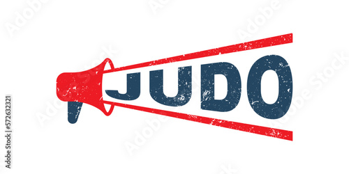 megaphone judo stamp red grunge texture vector graphic