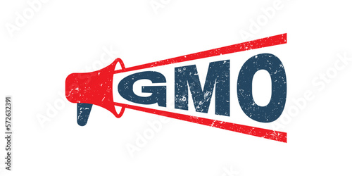 megaphone gmo stamp red grunge texture vector graphic