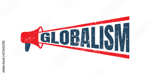megaphone Globalism Rubber Stamp, red grunge texture vector