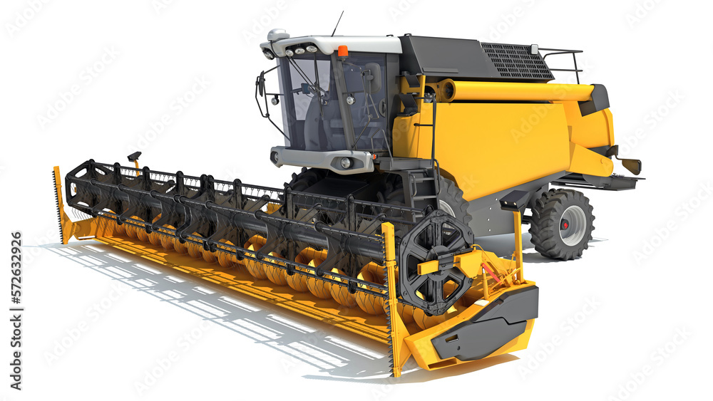 Obraz premium Combine Harvester 3D rendering on white background