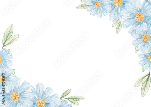 Seasonal floral card with blue flowers. Floral watercolor composition. png file
