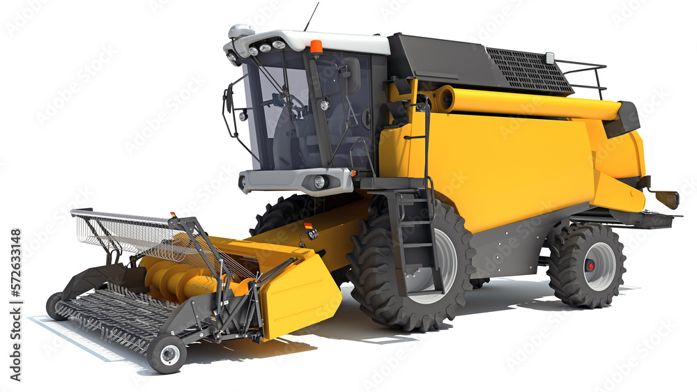 Fototapeta premium Combine Harvester 3D rendering on white background