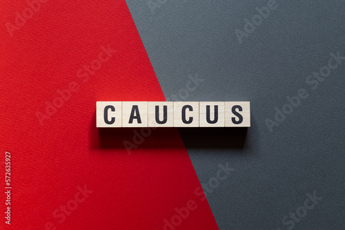 Caucus - word concept on cubes