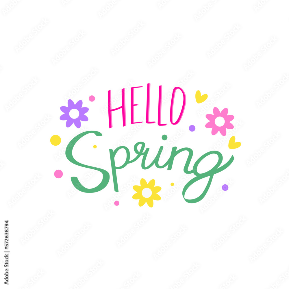 Hello spring lettering sticker