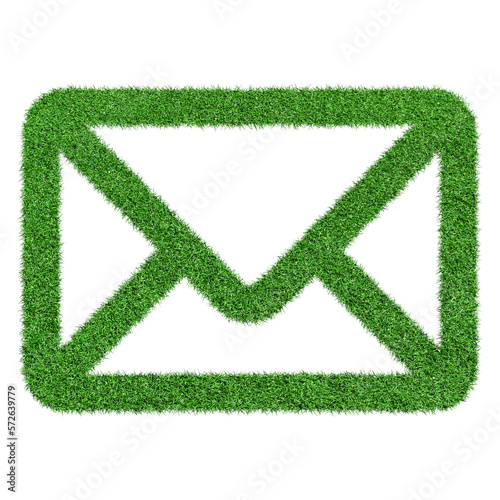 email icon made from Green grass isolated on transparent background PNG file.
