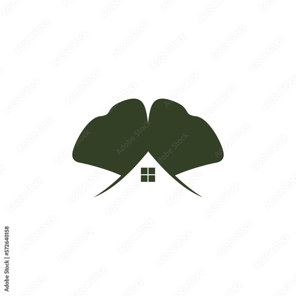 ginkgo leaf home logo icon vector graphic stock vector ginkgo leaf home logo icon vector graphic stock vector