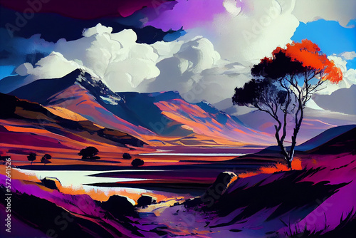 Colorful wild mountain landscape. Scenery landscape background.