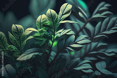 Green leaf texture, abstract background, nature background, tropical leaf Generative AI