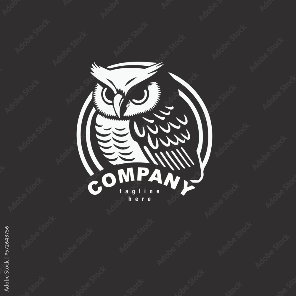 Fototapeta premium Owl bird logo, owl line art template design inspiration. Logo Vector icon template