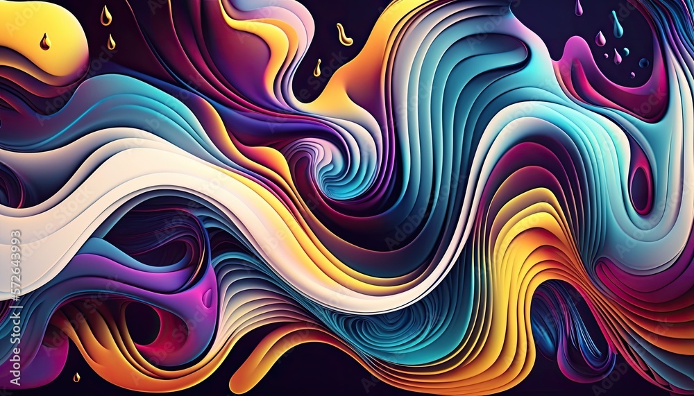 Abstract colorful background with wavy lines in mesmerize fluid motion generative ai