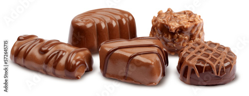 Obraz na plátne Delicious chocolate confection sweet fondants isolated, with minimum drop shadow