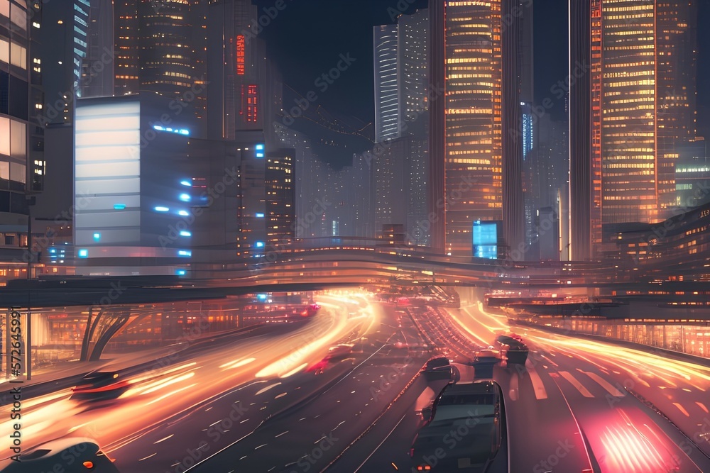 traffic at night-Generate AI