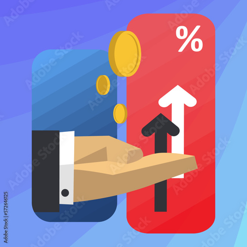 Investment and economy. Financing profit, cash money and businessman strategy revenue. Succesful investing vector concept.