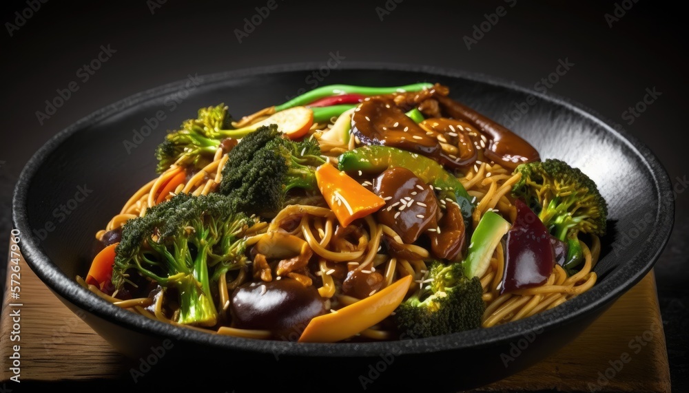 stir-fried yakisoba noodles with vegetable in vegan style generative ai stir-fried yakisoba noodles with vegetable in vegan style generative ai