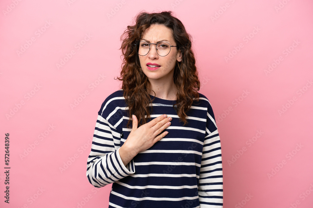 Young caucasian woman isolated on pink background pointing to oneself Young caucasian woman isolated on pink background pointing to oneself
