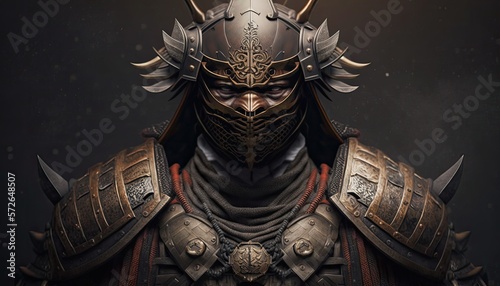 Warrior samurai in heavy armour. fantasy character generative ai