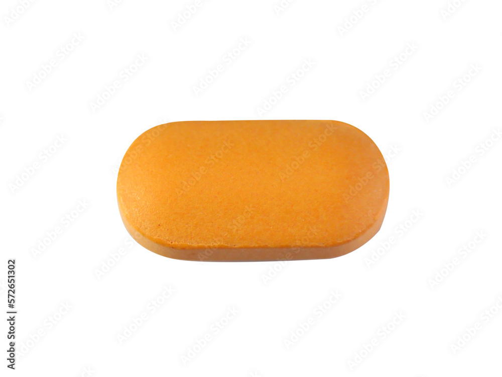 one orange pill isolated on white background. one orange pill isolated on white background.