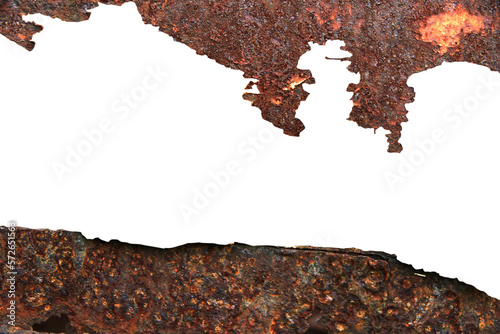 The old zinc for the wall is rusty and dirty isolated on white background.