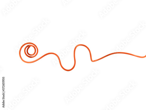 Orange wire cable of usb and adapter isolated on white background.