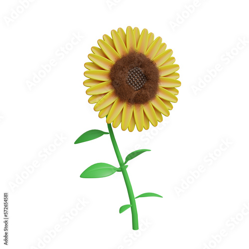 3D rendering. sunflower on a white background.