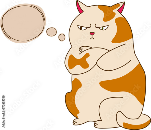 Angry fat spotty cat with quote bubble your text here