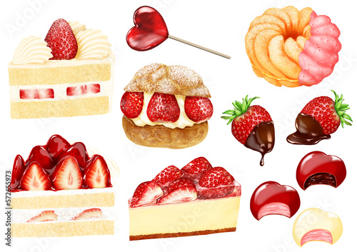 苺 スイーツ ケーキ シュークリーム ドーナツ