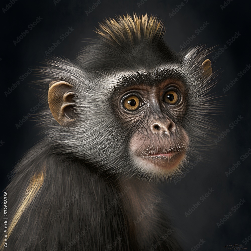 Fototapeta premium Saguinus fuscicollis mura Monkey Generative AI