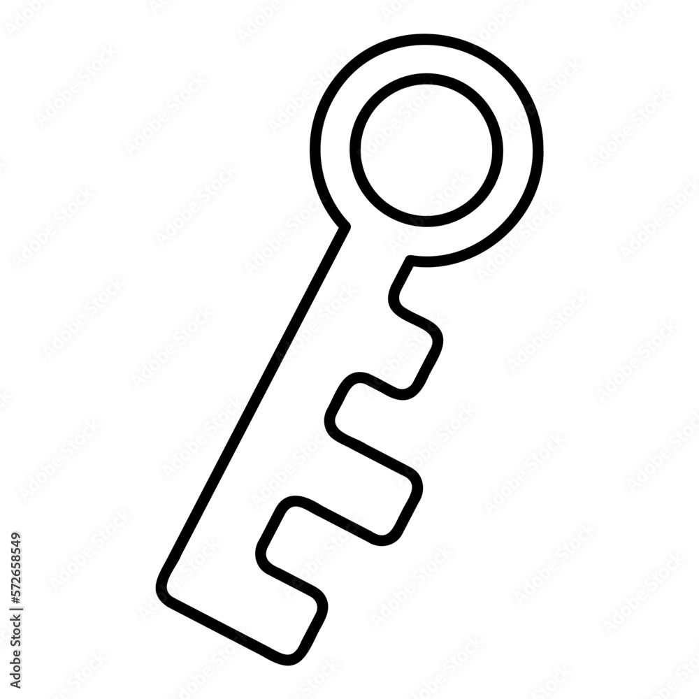 Cute doodle key from the collection of girly stickers. Cartoon white and black vector illustration. Cute doodle key from the collection of girly stickers. Cartoon white and black vector illustration.