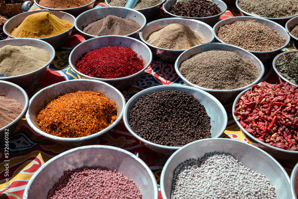 Variety of Spices and Arab Herbs at Traditional Oriental Bazaar at ...