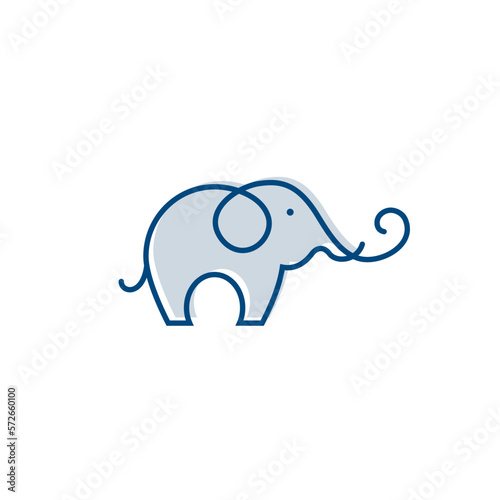 Elephant outline logo, simple vector illustration of the elephant. Elegant one line lucky elephant for children ur business usage. Outlined baby elephant, wildlife or zoo.