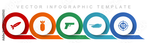 War icon set, miscellaneous icons such as missle, bomb, gun, tank and target for webdesign and mobile applications, flat design infographic vector template in eps 10