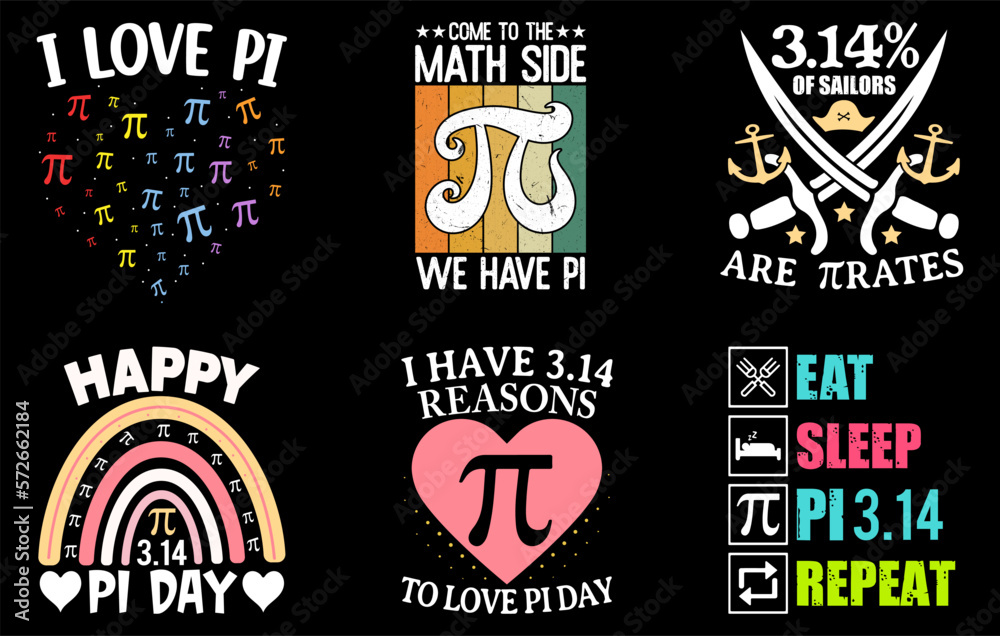 Pi Day T-shirt Design set, Best Pi Day Shirt bundle, Pi day Vector Graphics, math t-shirt design